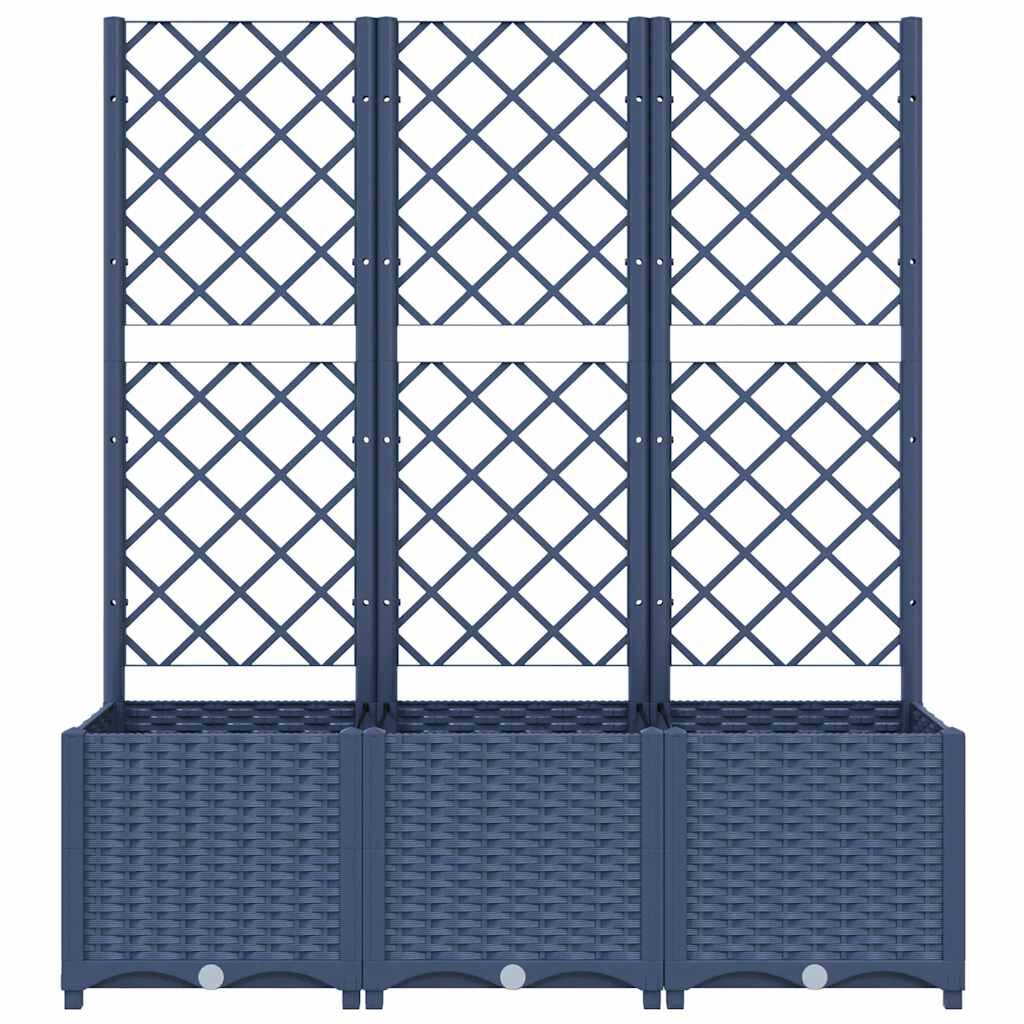 vidaXL حوض حديقة مع تعريشة أزرق رمادي 120×40×136 سم PP