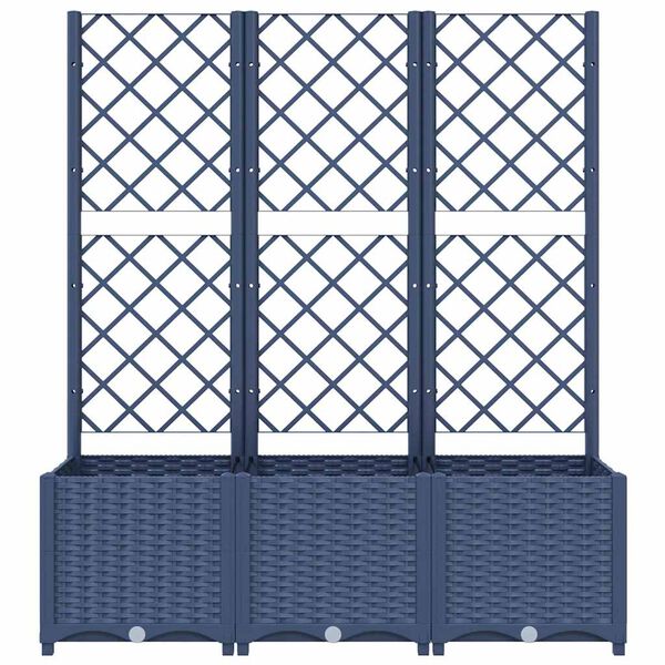 vidaXL حوض حديقة مع تعريشة أزرق رمادي 120×40×136 سم PP