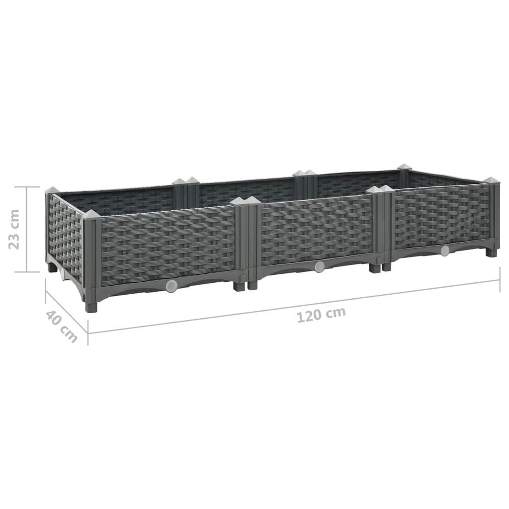 vidaXL حوض زراعي مرتفع 120×40×23 سم بولي بروبيلين