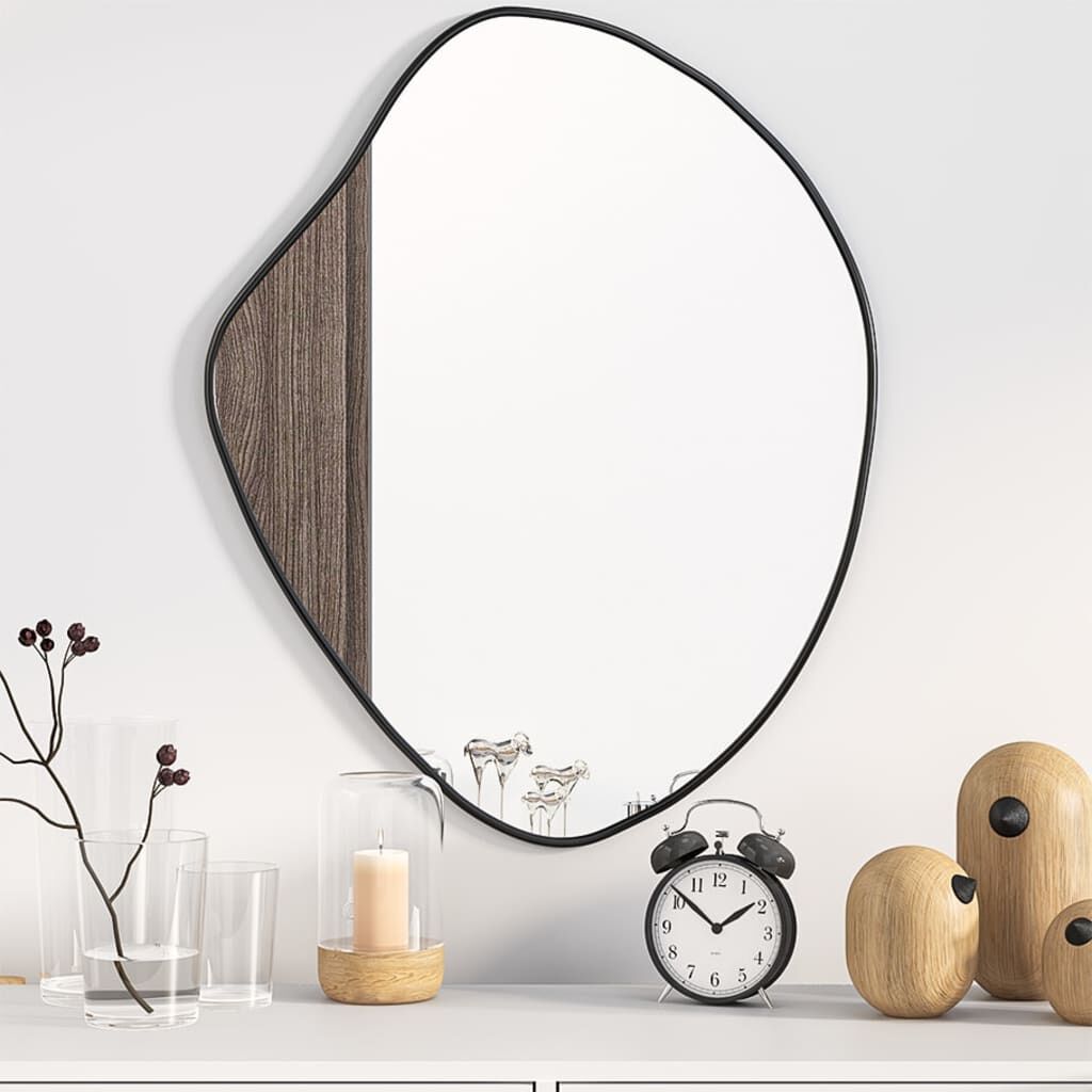 vidaXL مرآة حائط لون أسود 50x60 سم
