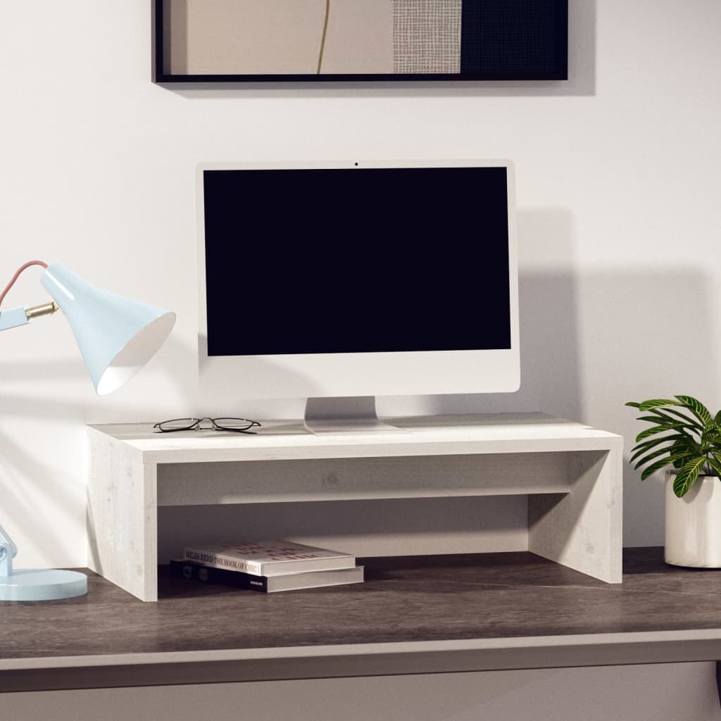 vidaXL حامل شاشة لون أبيض 15x27x50 سم خشب صنوبر صلب