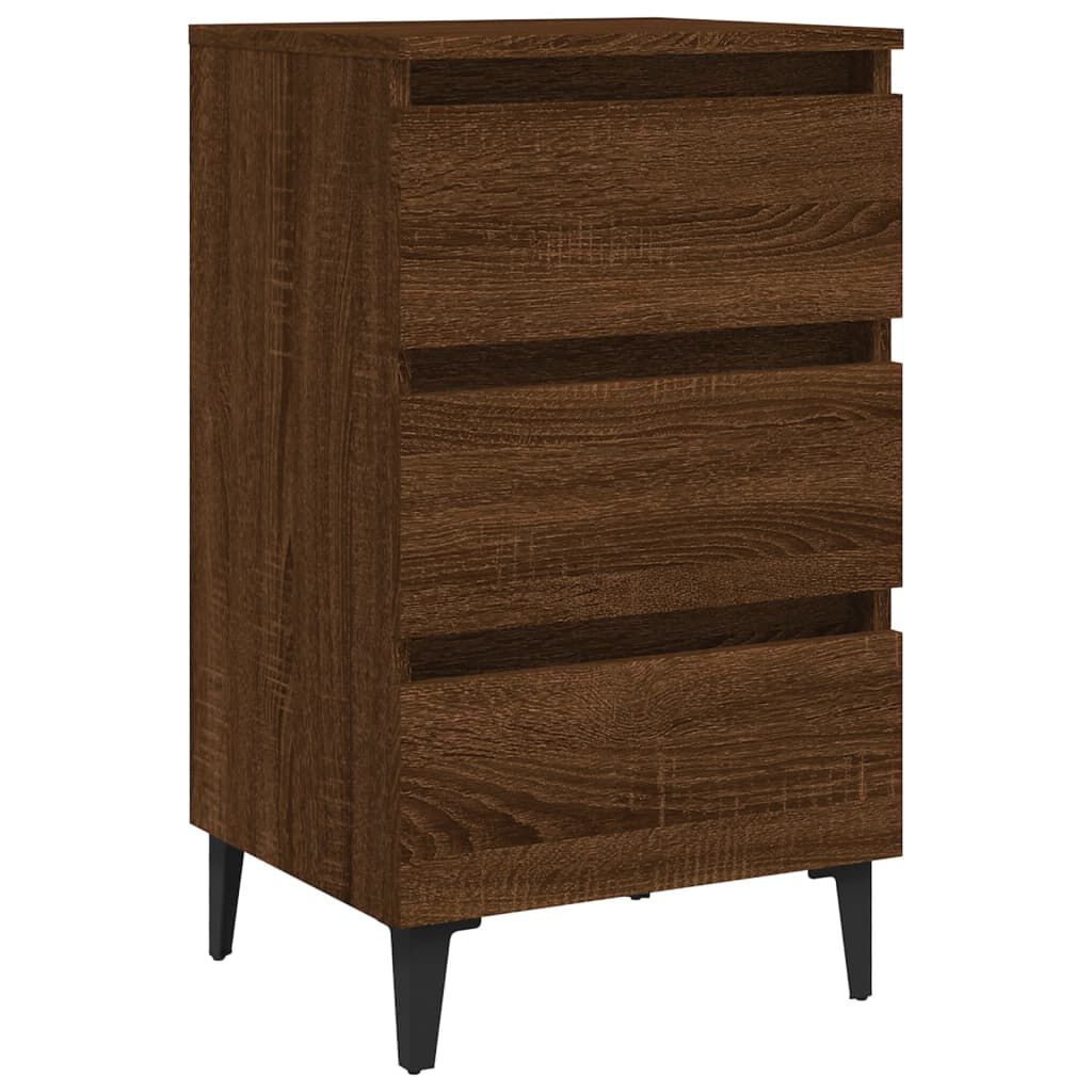 vidaXL خزانة سرير بأرجل معدنية أوك بني 40×35×69 سم