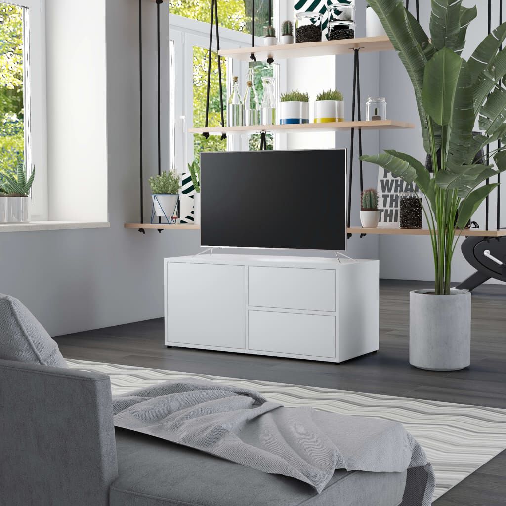 vidaXL خزانة تلفزيون لون أبيض 80×34×36 سم خشب صناعي