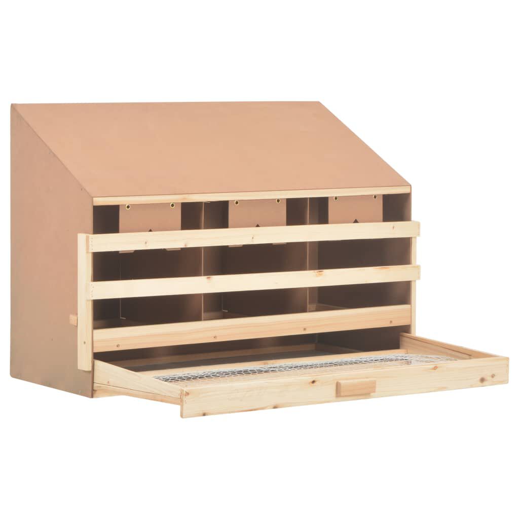 vidaXL عش دجاج 3 حجرات 93×40×65 سم خشب صنوبر صلب
