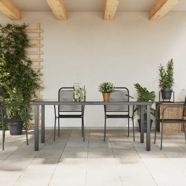 vidaXL طاولة حديقة أسود 190&times;90&times;74 سم ألومنيوم وزجاج