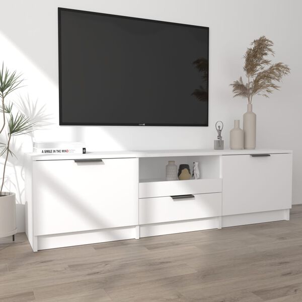 vidaXL خزانة تلفزيون أبيض 140×35×40 سم خشب صناعي