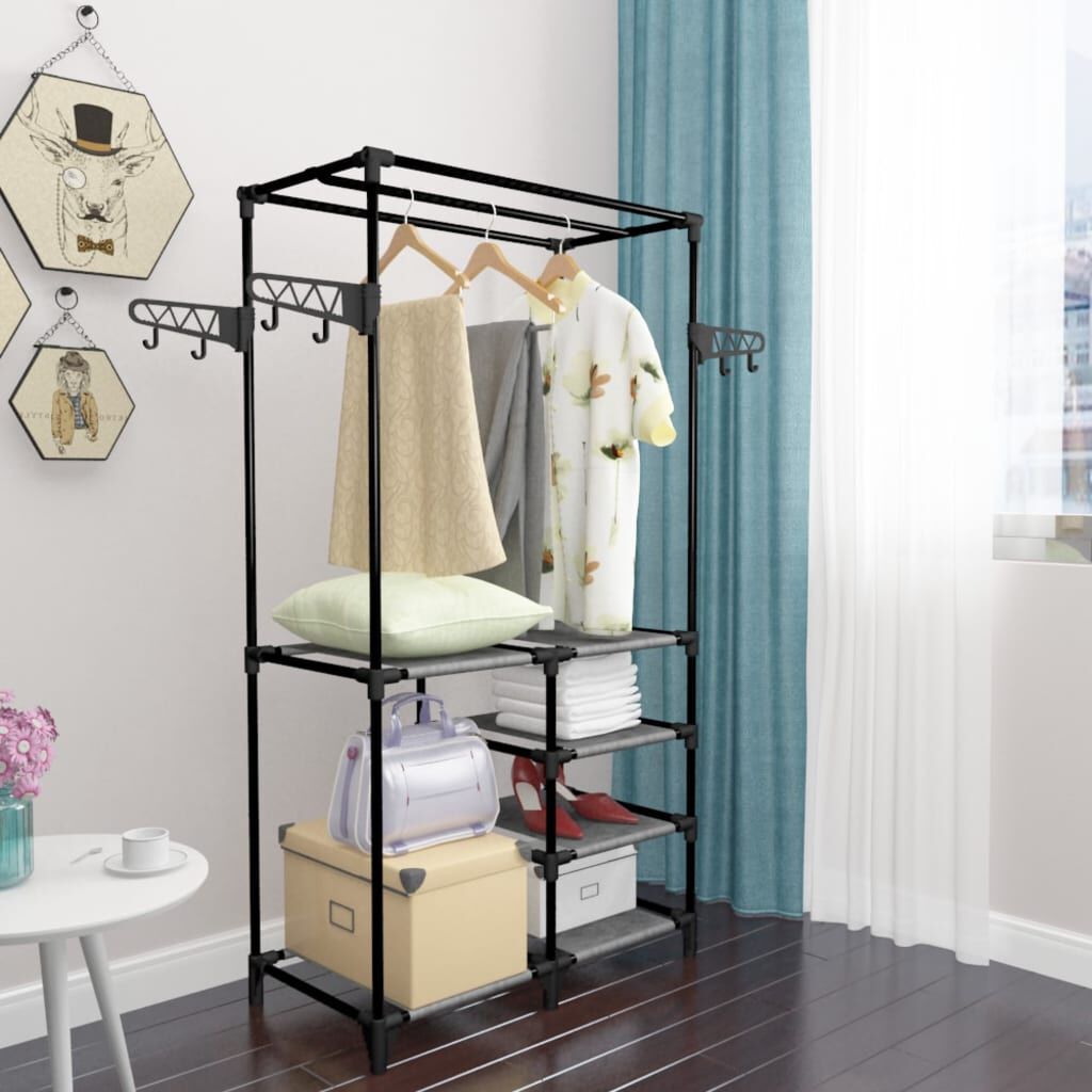 حامل ملابس فولاذ وقماش غير منسوج 158x44x87 سم أسود vidaXL