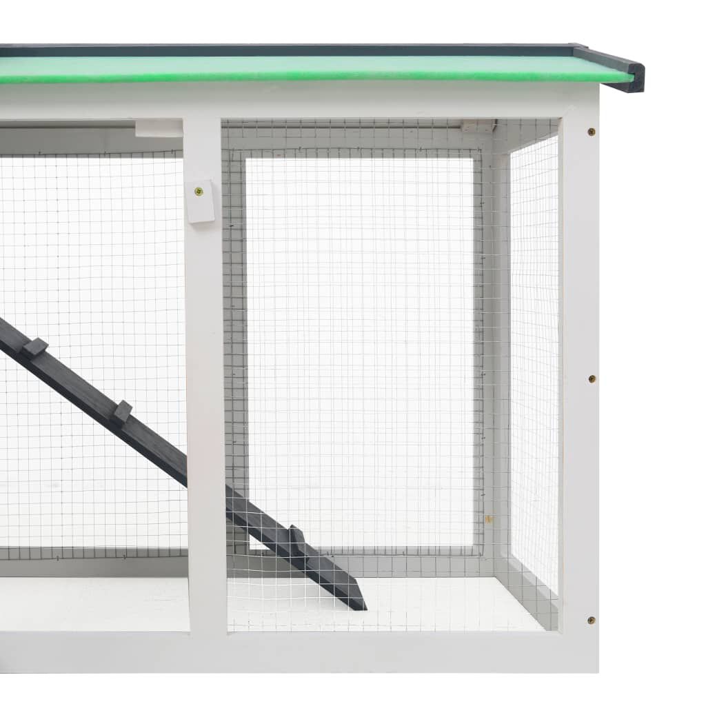 vidaXL قفص أرانب خارجي كبير رمادي وأبيض 85x45x145 سم خشب