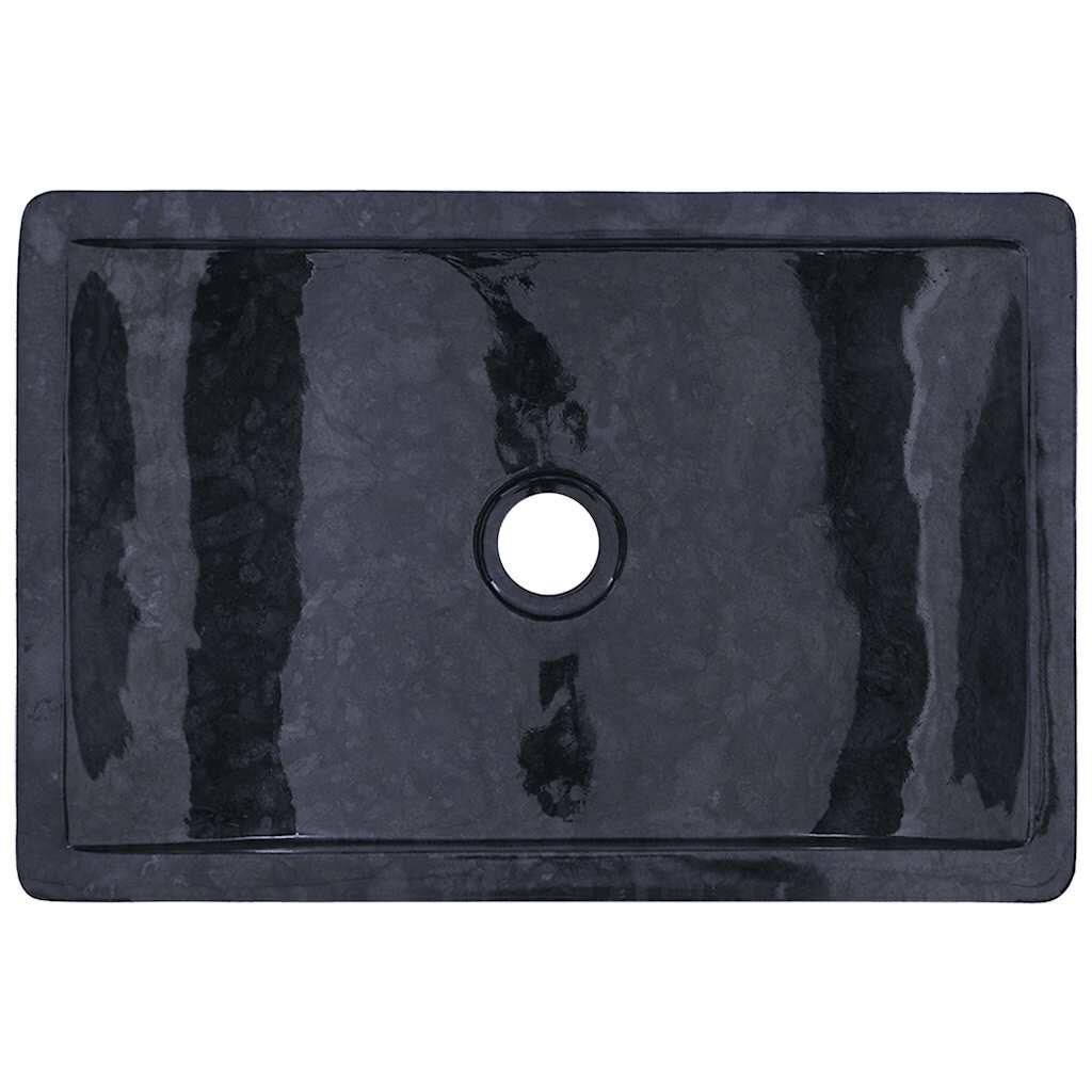 vidaXL حوض 45×30×12 سم رخام أسود