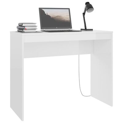 vidaXL مكتب أبيض لامع 90×40×72 سم خشب مضغوط