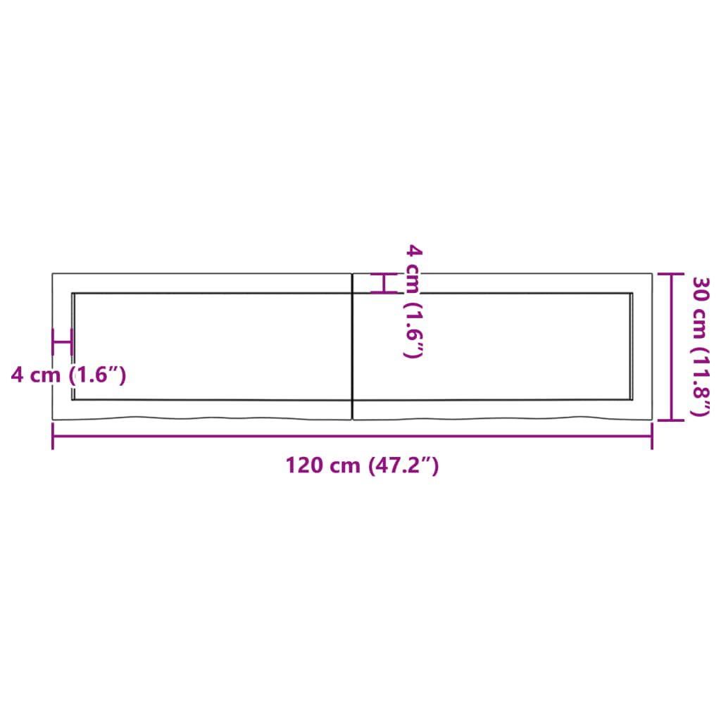 vidaXL رف حائط لون بني فاتح 120*30*(2-4) سم خشب بلوط صلب معالج