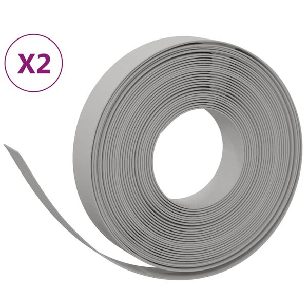 vidaXL سياجات حديقة 2ق لون رمادي 10 م 10 سم بولي إيثيلين