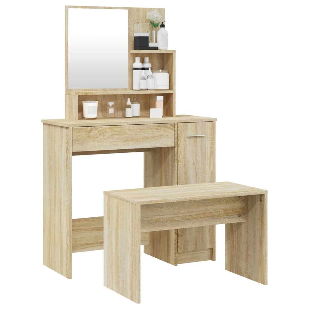 VidaXL طقم طاولة تسريحة سونوما أوك 136x35x86.5 سم