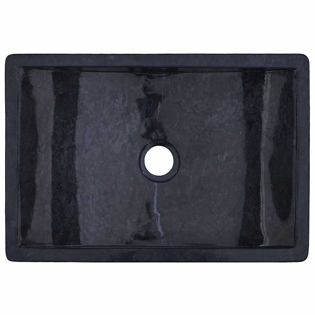 vidaXL حوض 45×30×12 سم رخام أسود