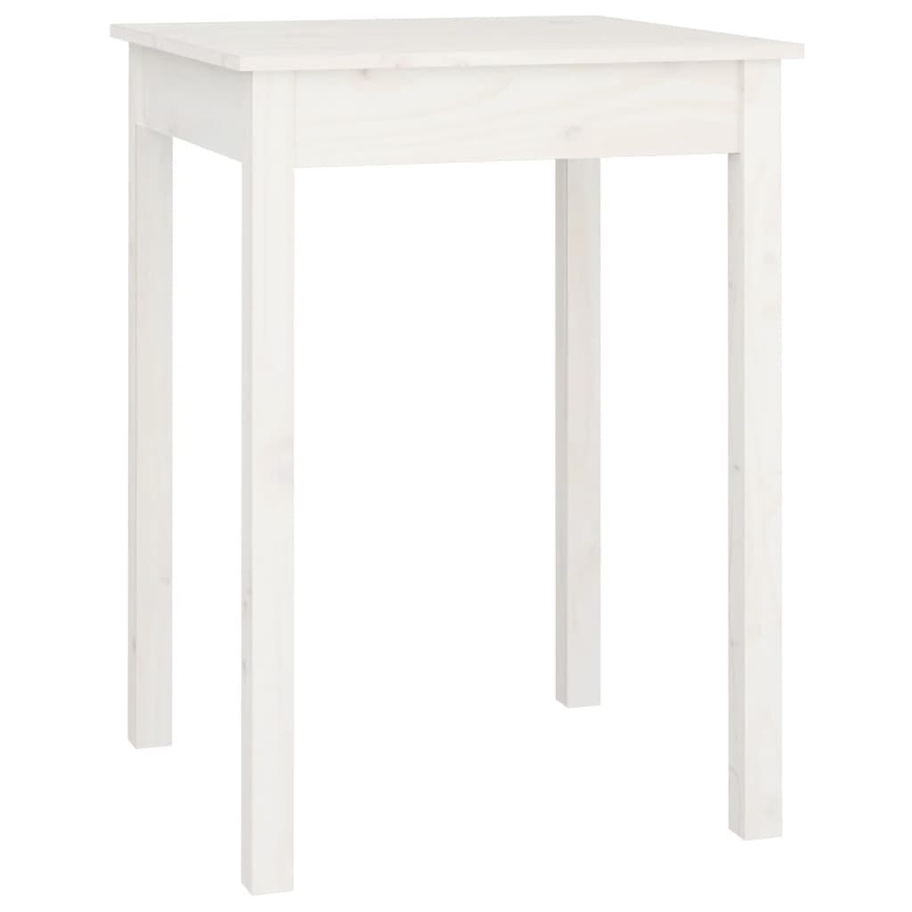 vidaXL طاولة طعام لون أبيض 75x55x55 سم خشب صنوبر صلب