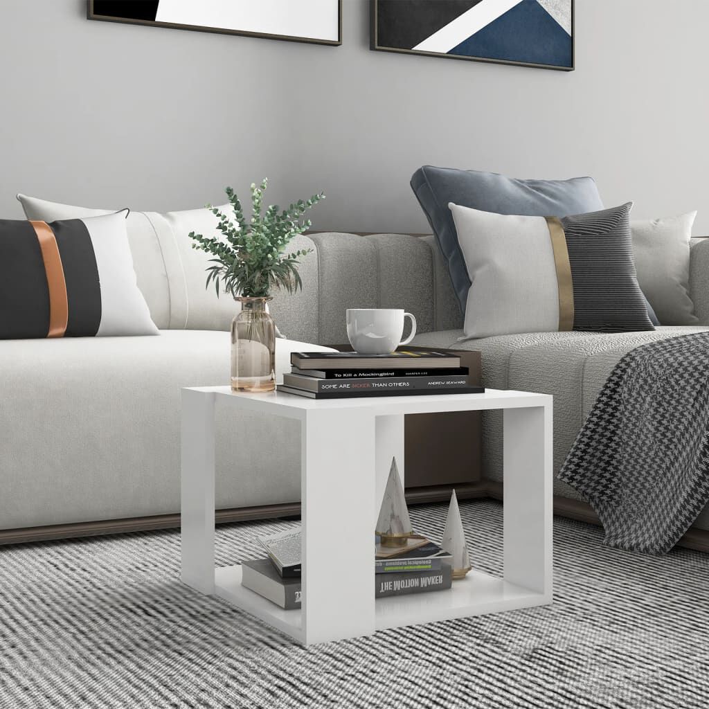 vidaXL طاولة قهوة أبيض 40×40×30 سم خشب صناعي