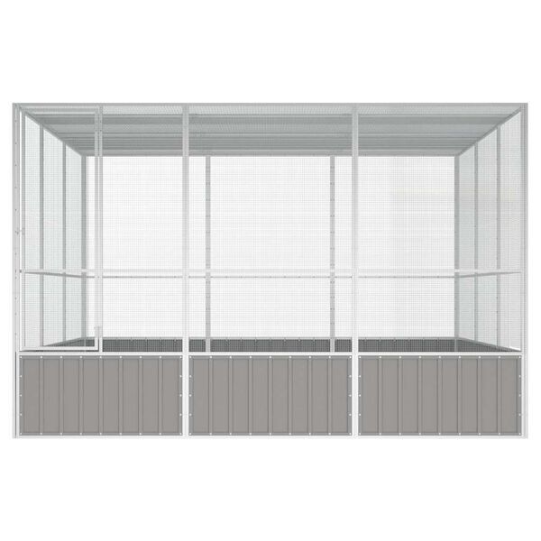 vidaXL قفص طيور لون رمادي 211,5x324,5x302,5 سم فولاذ مجلفن