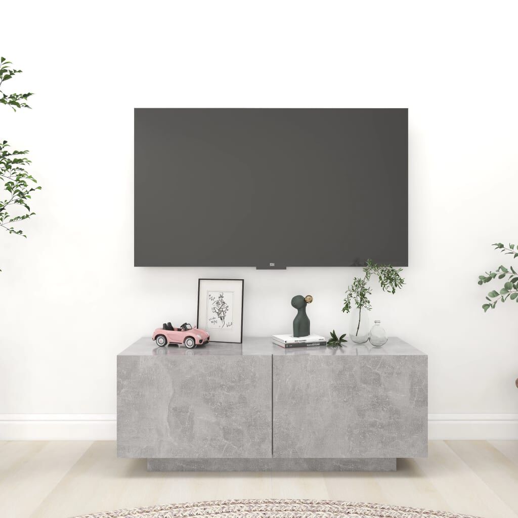 vidaXL خزانة تلفزيون رمادي أسمنتي 100×35×40 سم خشب صناعي