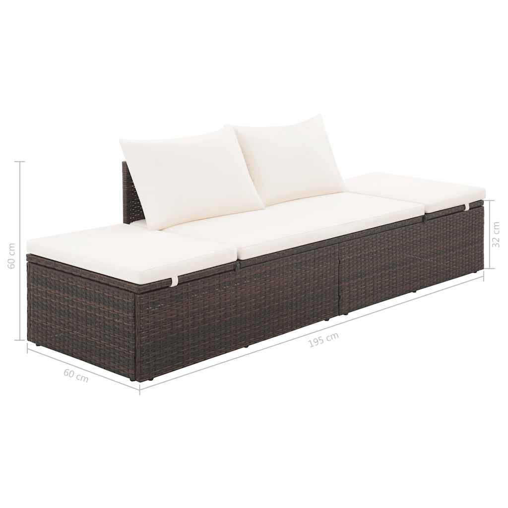 vidaXL سرير حديقة بني 195×60 سم بولي روطان