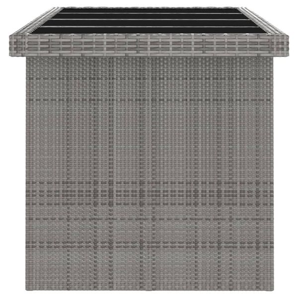 vidaXL طقم سفرة خارجي 7 قطع مع وسائد بولي روطان رمادي