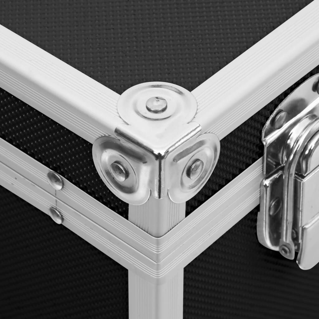 vidaXL حقيبة مكياج 37×24×40 سم أسود ألومنيوم