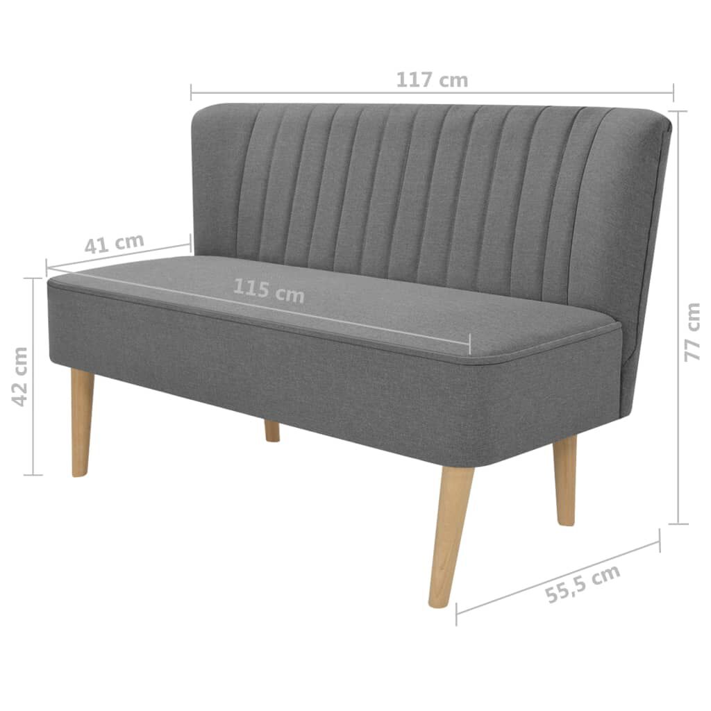 vidaXL كنبة قماش 117×55.5×77 رمادي فاتح