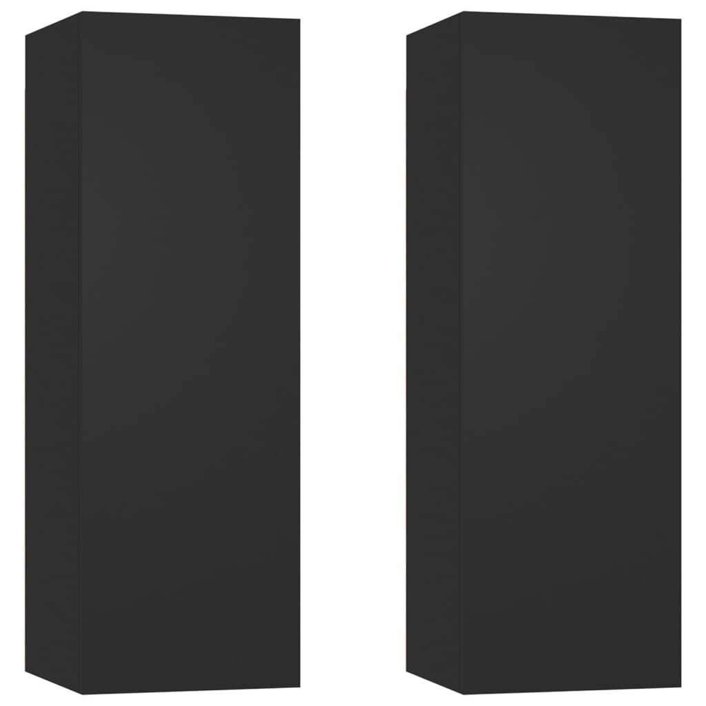 vidaXL خزانات تلفزيون 2 ق أسود 30.5×30×90 سم خشب صناعي