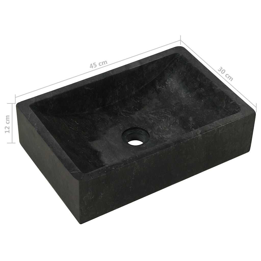 vidaXL حوض 45×30×12 سم رخام أسود