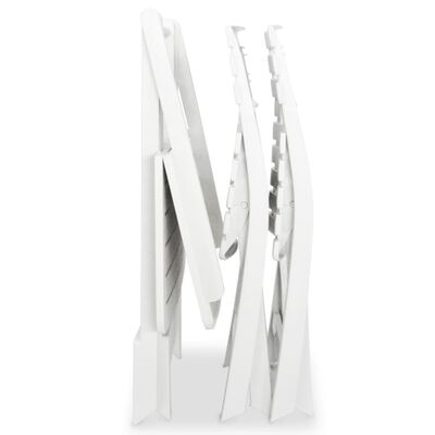 vidaXL طقم بيسترو قابل للطي 3 قطع بلاستيك أبيض