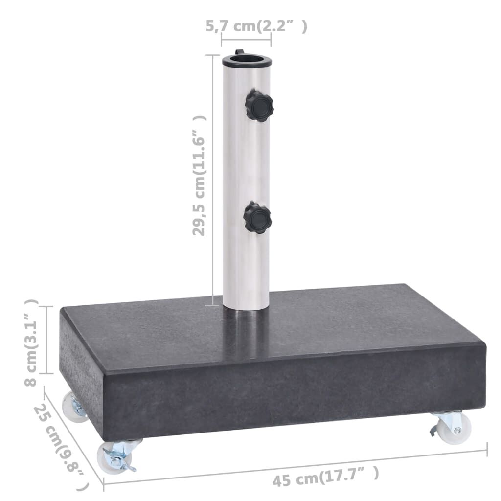 vidaXL قاعدة مظلة أسود 45×25×8 سم جرانيت