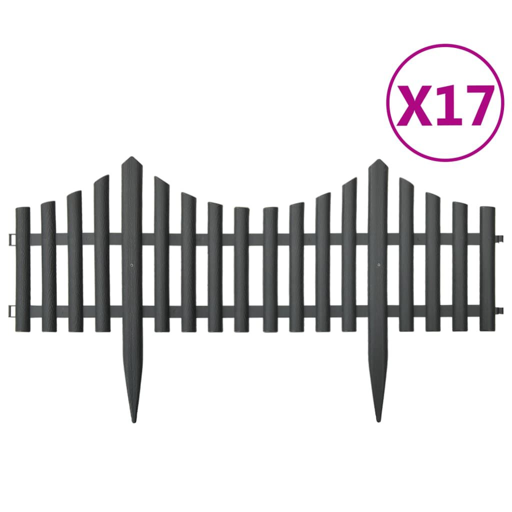 vidaXL حواف عشب 17 ق أنثراسيت 10 م بولي بروبيلين (PP)