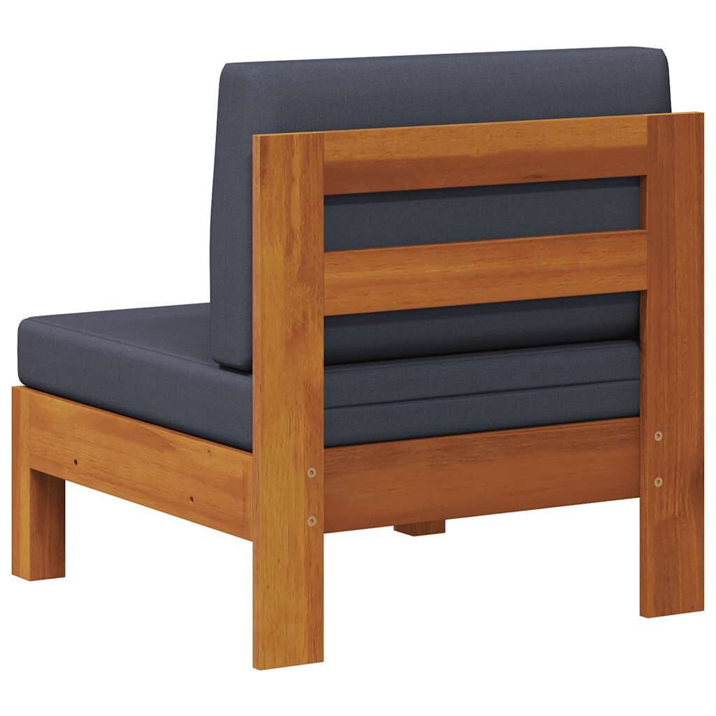 vidaXL أريكة وسطى مع وسائد رمادي داكن خشب أكاسيا صلب