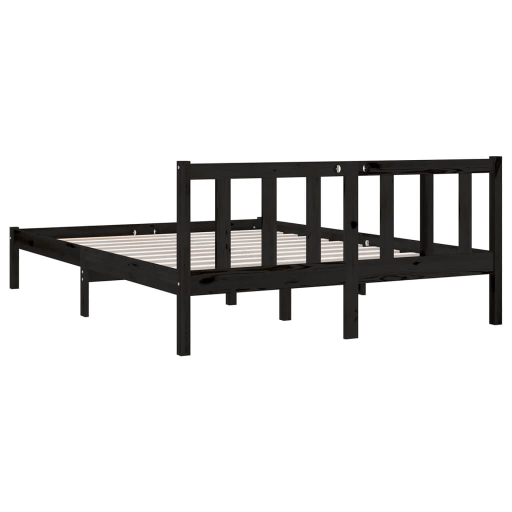 vidaXL إطار سرير خشب صنوبر صلب أسود 140×200 سم