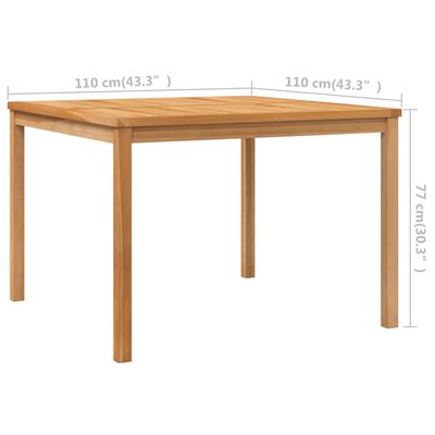 vidaXL طاولة سفرة حديقة 110×110×77 سم خشب ساج صلب