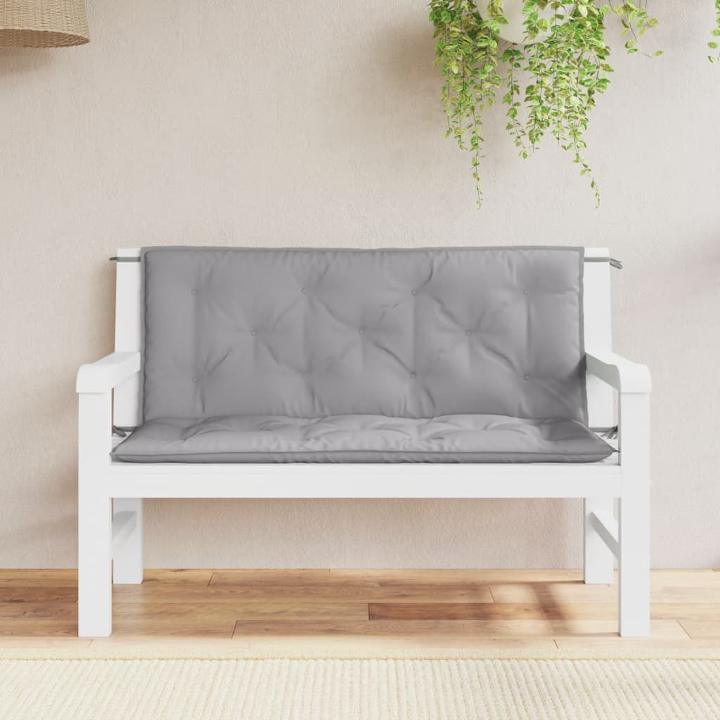 vidaXL وسائد بنش حديقة 2 ق رمادي 120×50×7 سم قماش أكسفورد