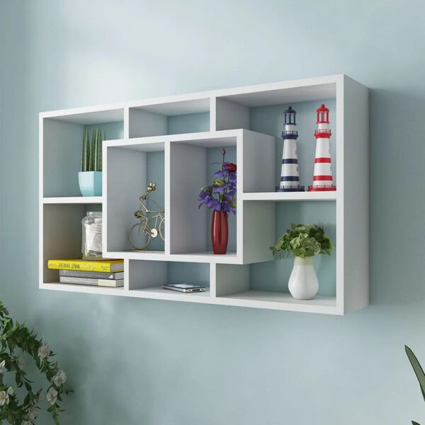242548 رف جداري عائم 8 حجرات أبيض