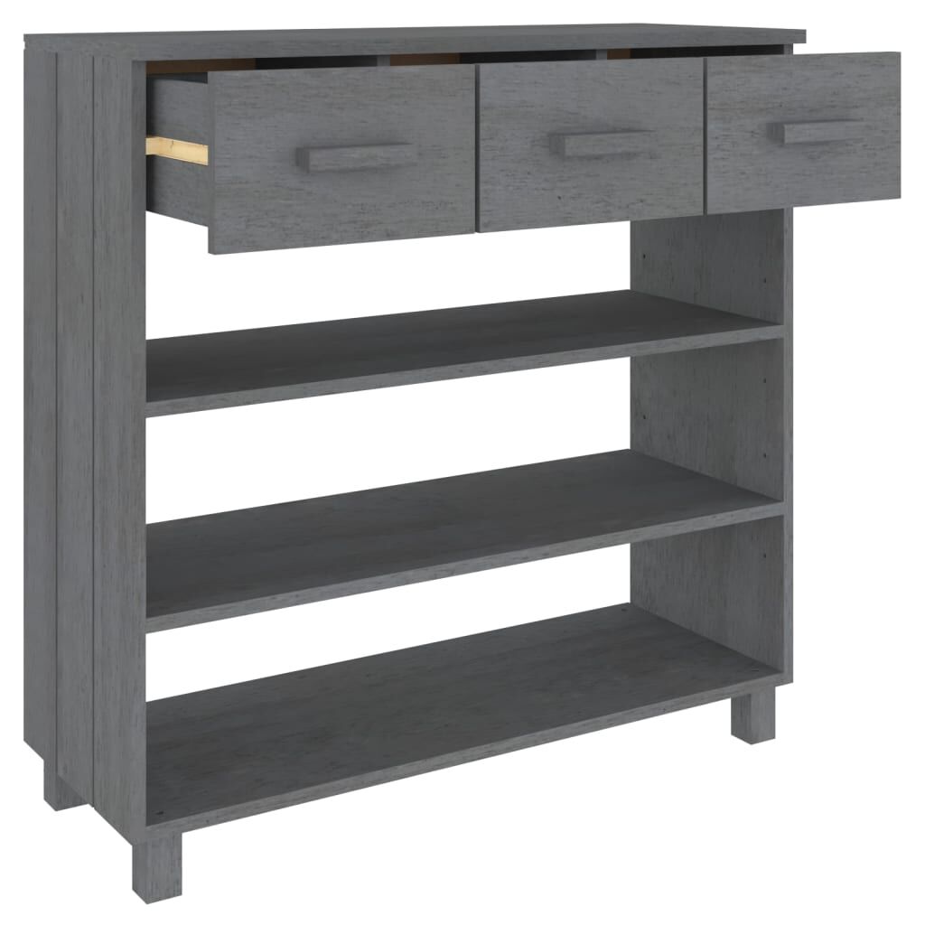 vidaXL طاولة كونسول رمادي داكن 90×35×90 سم خشب صنوبر صلب