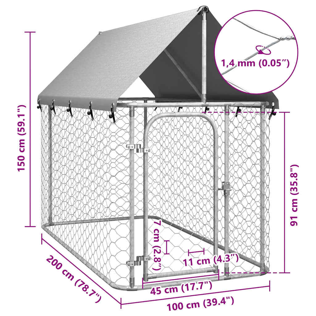 vidaXL منزل كلب خارجي مع سقف 150x100x200 سم