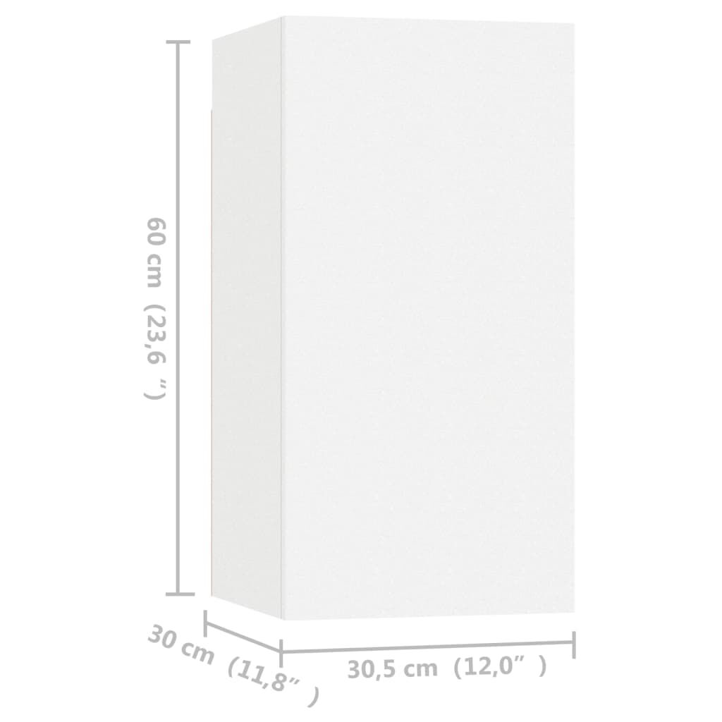 vidaXL خزانات تلفزيون 4 ق أبيض 30,5x30x60 سم خشب صناعي