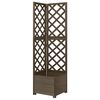 vidaXL حوض تعريشة ركني رمادي 40&times;40&times;150 سم خشب تنوب صلب