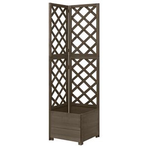 vidaXL حوض تعريشة ركني رمادي 40&times;40&times;150 سم خشب تنوب صلب