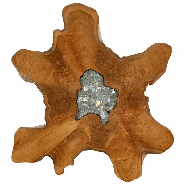 vidaXL طاولة قهوة 70&times;45 سم خشب ساج صلب وبولي راتنج