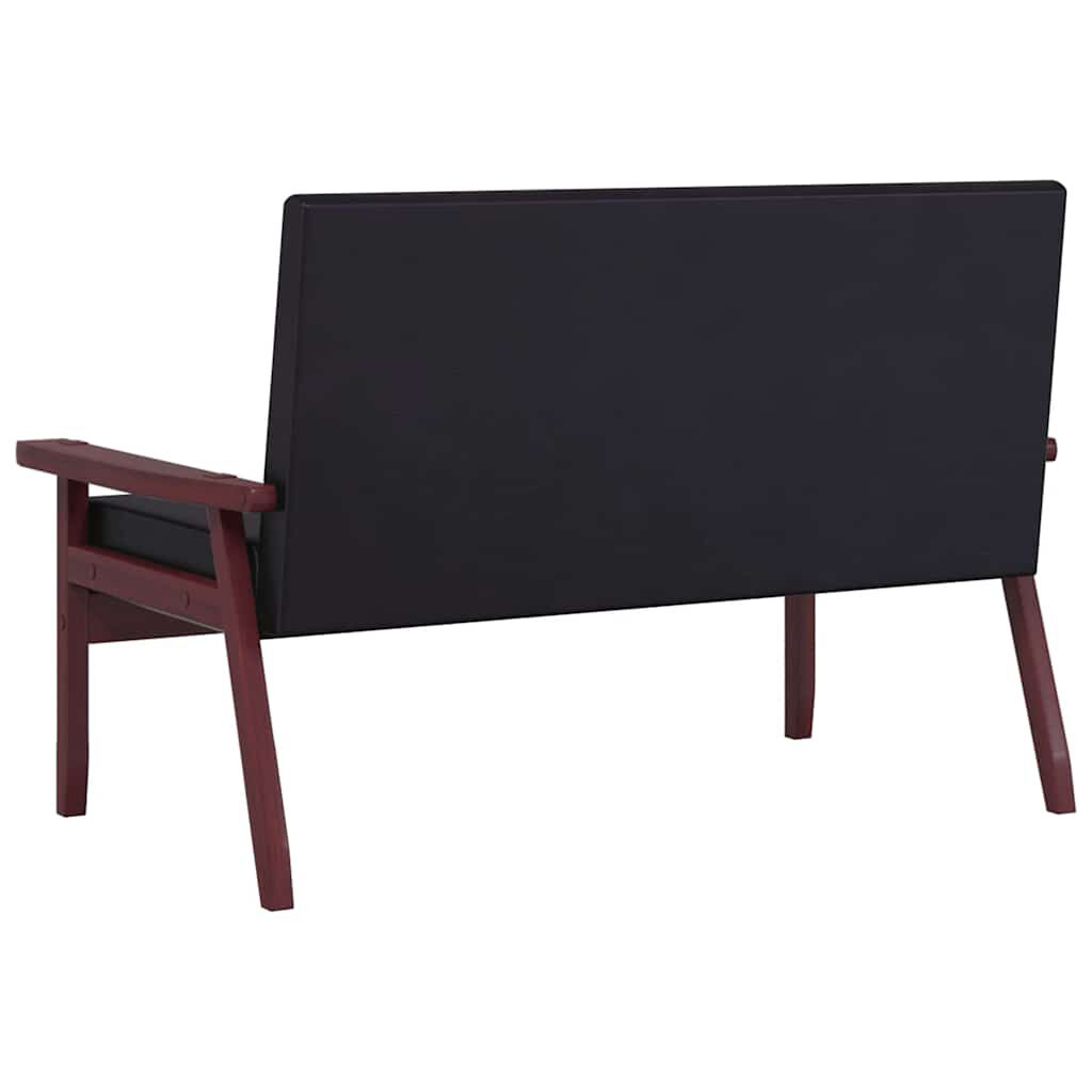 vidaXL أريكة بمقعدين أسود جلد صناعي