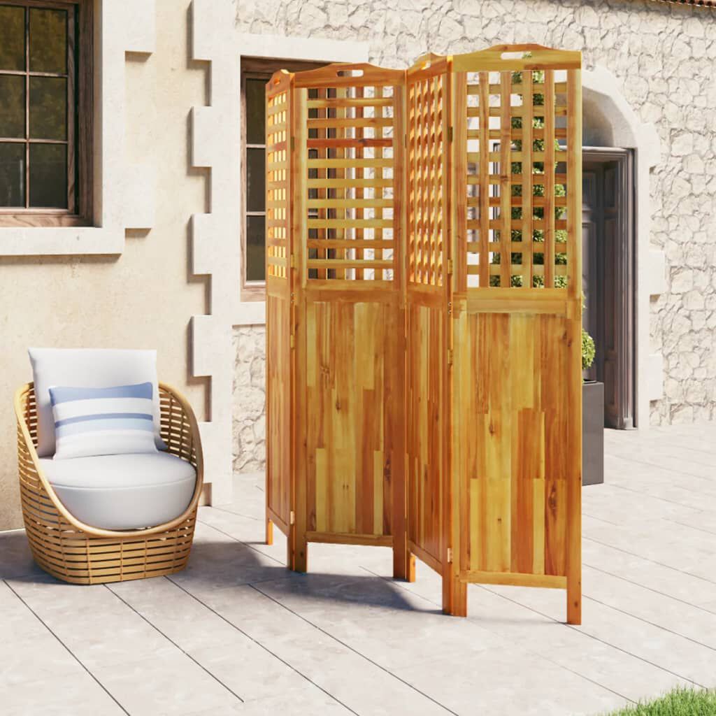 vidaXL مقسم غرفة 4-ألواح 162×2×180 سم خشب أكاسيا صلب