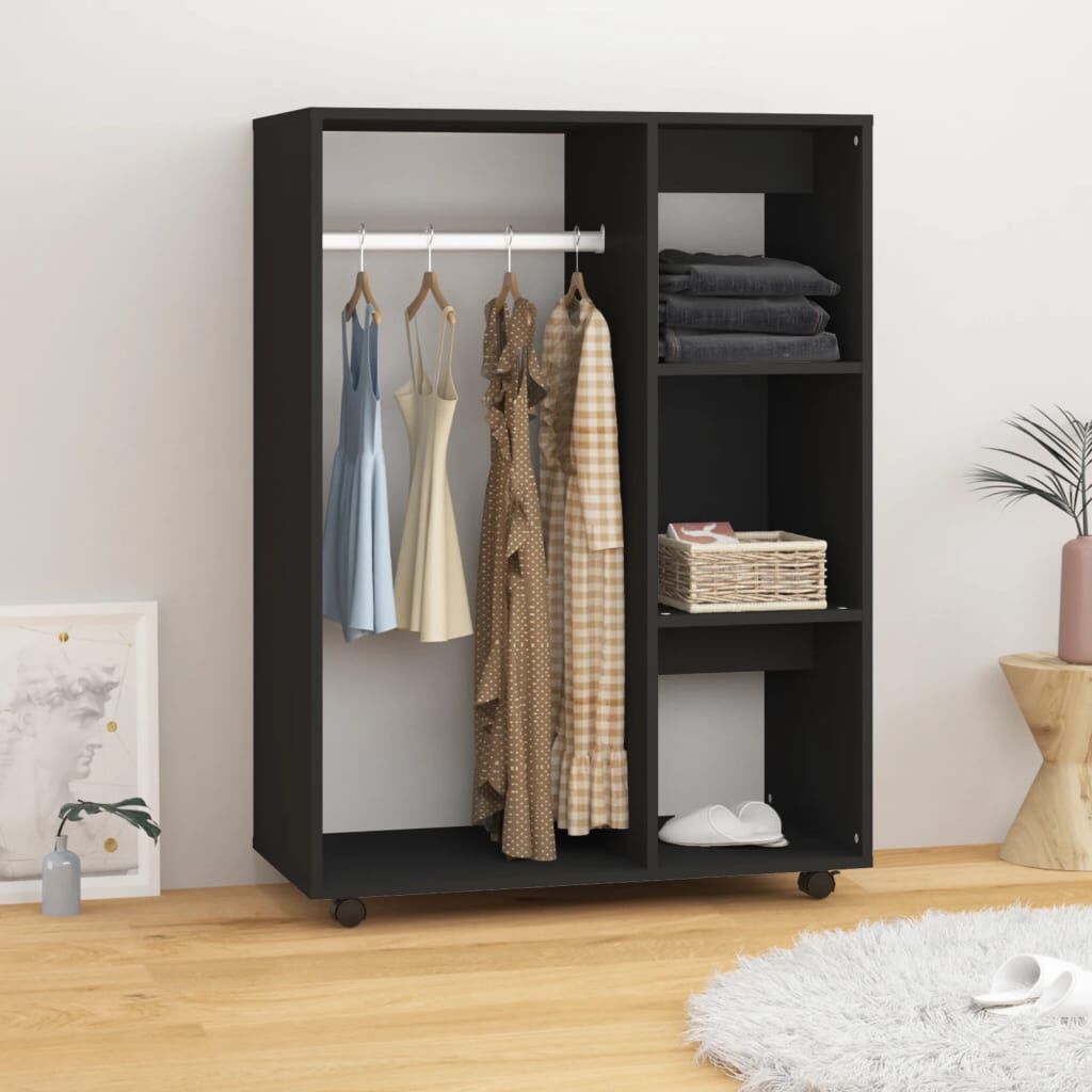 vidaXL دولاب ملابس أسود 80×40×110 سم خشب صناعي
