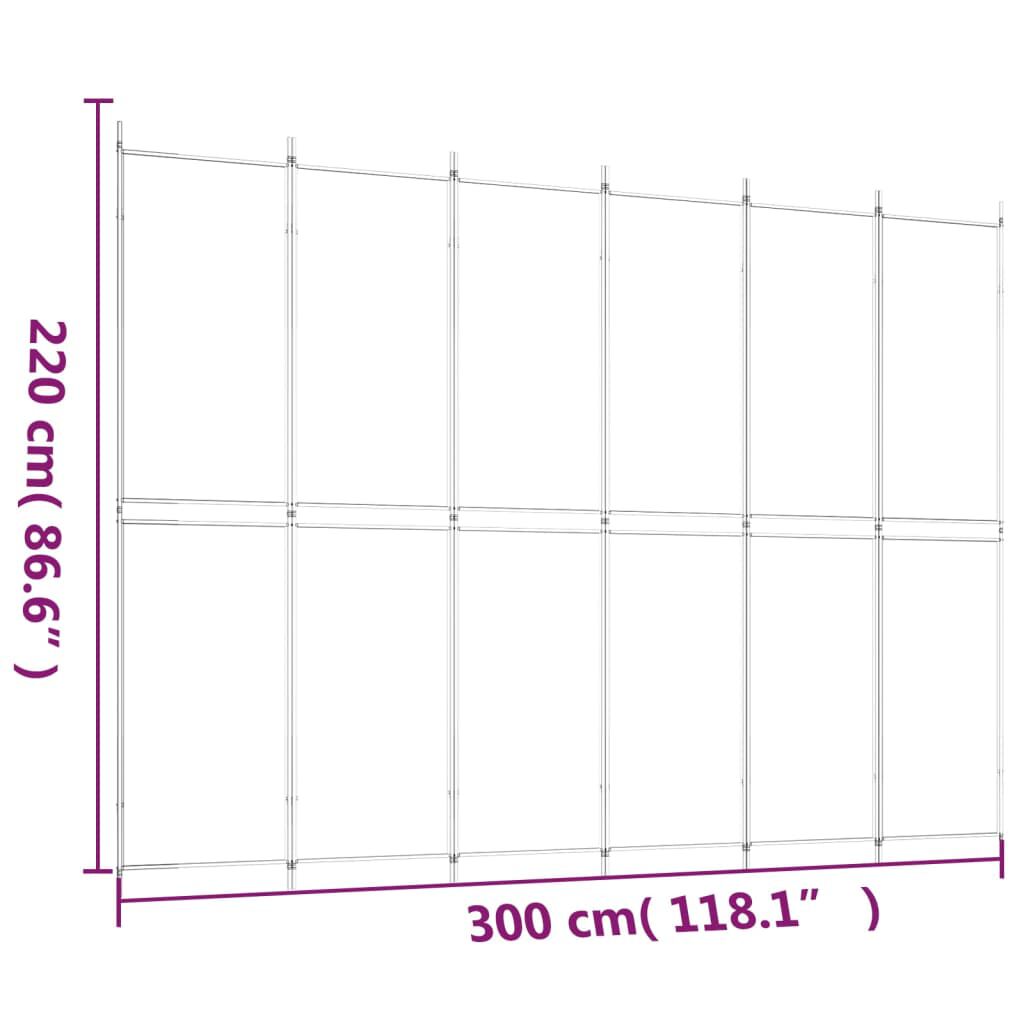 vidaXL مقسم غرفة 6-ألواح أسود 300×220 سم قماش