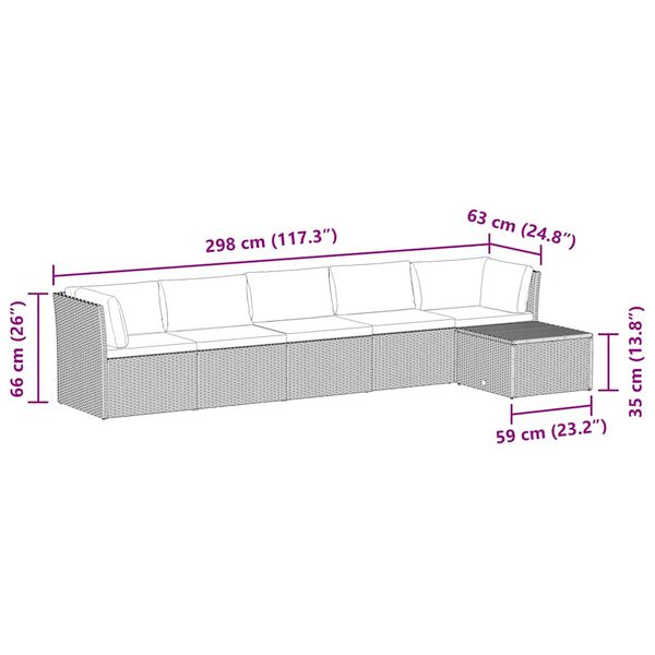 vidaXL طقم كنب حديقة 4 ق مع وسائد بولي روطان رمادي