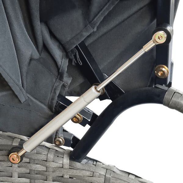 vidaXL سرير استرخاء خارجي مع مظلة بولي روطان رمادي