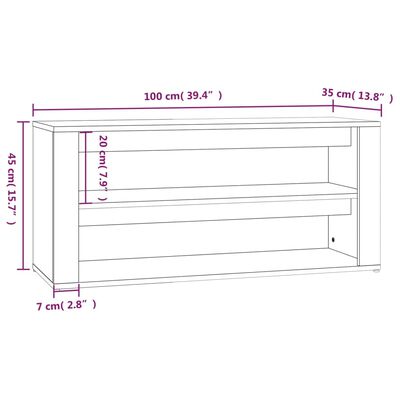 حامل أحذية VidaXL أسود 100x35x45 سم خشب صناعي