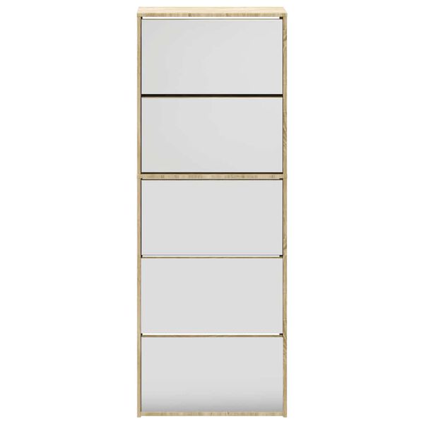 vidaXL خزانة أحذية 5-طبقات مرآة أوك 63&times;17&times;169.5 سم